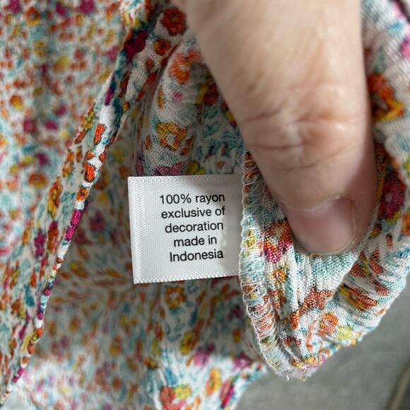 Lane Bryant Women's Plus Size Pink Floral Peasant Top - Size 14/16 - Boho Chic - Picture 6 of 7